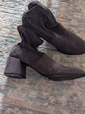 Women's Brown Vegan Suede Block Heel Ankle Boots